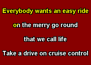 Everybody wants an easy ride
on the merry go round
that we call life

Take a drive on cruise control