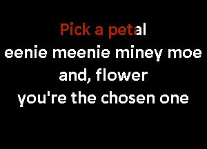 Pick a petal
eenie meenie miney moe
and, flower
you're the chosen one