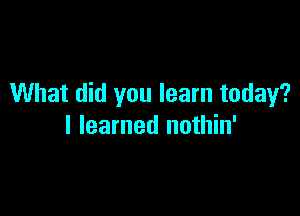 What did you learn today?

I learned nothin'