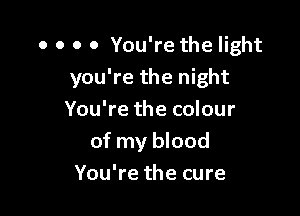 o o o 0 You're the light
you're the night

You're the colour
of my blood
You're the cure