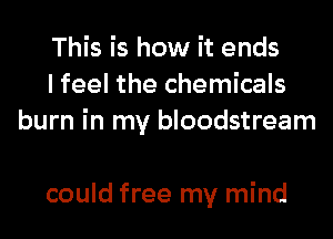 This is how it ends
I feel the chemicals
burn in my bloodstream

could free my mind