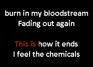 burn in my bloodstream
Fading out again

This is how it ends
I feel the chemicals
