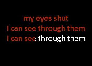 my eyes shut
I can see through them

I can see through them