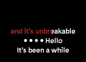 and it's unbreakable
0 0 0 0 Hello
It's been a while