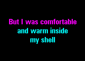 But I was comfortable

and warm inside
my shell