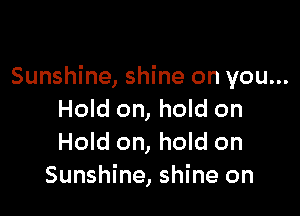 Sunshine, shine on you...

Hold on, hold on
Hold on, hold on
Sunshine, shine on