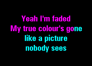 Yeah I'm faded
My true colour's gone

like a picture
nobody sees