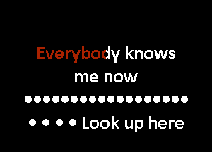 Everybody knows

me now
oooooooooooooooooo

0 0 0 0 Look up here