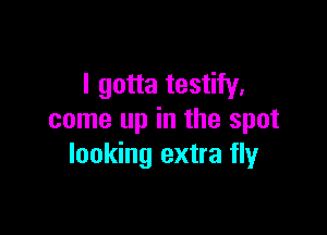 I gotta testify,

come up in the spot
looking extra fly