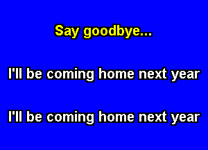 Say goodbye...

I'll be coming home next year

I'll be coming home next year