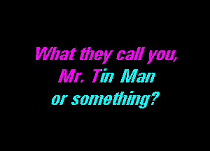 Wlial (119 y call you,

Mr. Tin Man
or something?