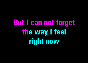 But I can not forget

the way I feel
right now