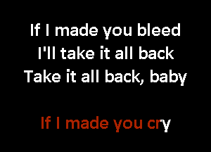 If I made you bleed
I'll take it all back

Take it all back, baby

If I made you cry