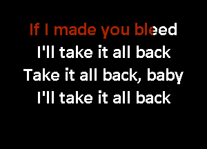 If I made you bleed
I'll take it all back

Take it all back, baby
I'll take it all back