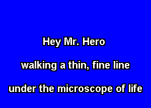 Hey Mr. Hero

walking a thin, fine line

under the microscope of life