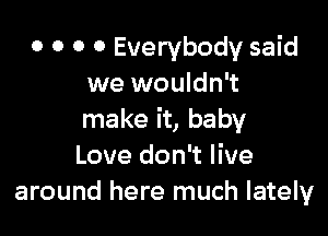 0 o 0 0 Everybody said
we wouldn't

make it, baby
Love don't live
around here much lately