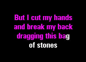 But I cut my hands
and break my back

dragging this bag
of stones