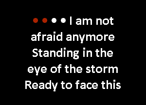 0 0 0 0 I am not
afraid anymore

Standing in the
eye of the storm
Ready to face this