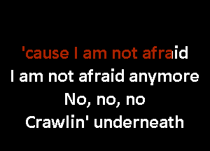 'cause I am not afraid
I am not afraid anymore
No, no, no
Crawlin' underneath
