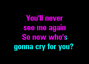 You'll never
see me again

So now who's
gonna cry for you?