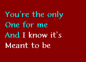 You're the only
One for me

And I know it's
Meant to be