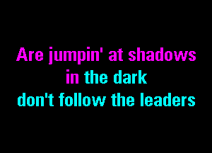 Are iumpin' at shadows

in the dark
don't follow the leaders