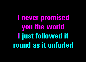 I never promised
you the world

I just followed it
round as it unfurled