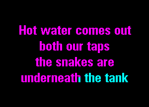 Hot water comes out
both our taps

the snakes are
underneath the tank
