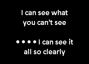 I can see what
you can't see

0000lcanseeit
all so clearly