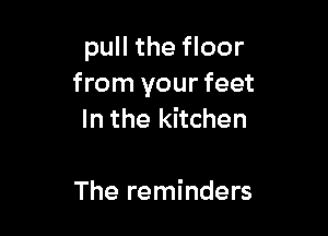 pull the floor
from your feet

In the kitchen

The reminders