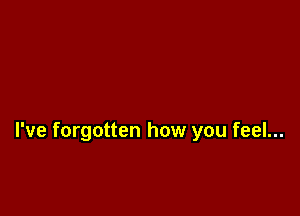 I've forgotten how you feel...