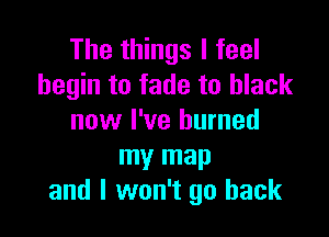 The things I feel
begin to fade to black

now I've burned
my map
and I won't go back