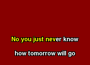 No you just never know

how tomorrow will go
