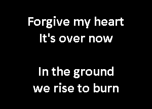 Forgive my heart
It's over now

In the ground
we rise to burn