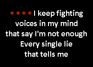 0 0 0 0 I keep fighting
voices in my mind

that say I'm not enough
Every single lie
that tells me