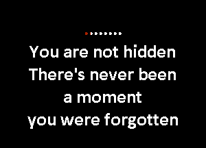 You are not hidden

There's never been
a moment
you were forgotten