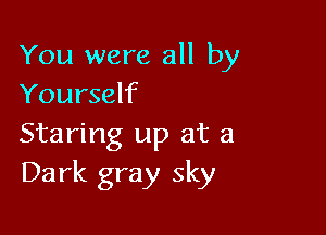 You were all by
Yourself

Staring up at a
Dark gray sky
