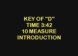 KEY OF D
TIME 3z42

10 MEASURE
INTRODUCTION