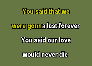 You said that we

were gonna last forever

You said our love

would never die