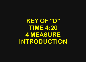 KEY OF D
TIME4i20

4MEASURE
INTRODUCTION