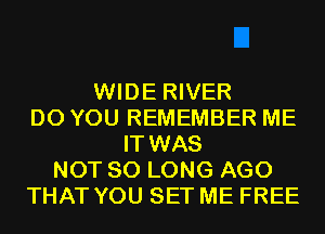 WIDE RIVER
DO YOU REMEMBER ME
IT WAS
NOT SO LONG AGO
THAT YOU SET ME FREE