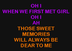 THOSE SWEET
MEMORIES
WILL ALWAYS BE
DEAR TO ME
