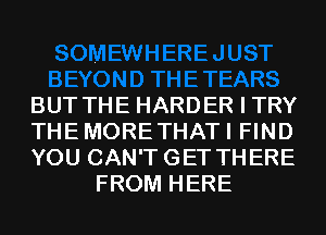 BUT THE HARDER I TRY

THEMORETHATI FIND

YOU CAN'TGET THERE
FROM HERE