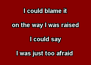 I could blame it
on the way I was raised

I could say

I was just too afraid