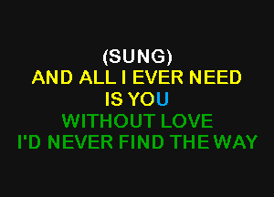 (SUNG)
AND ALL I EVER NEED

IS YOU
