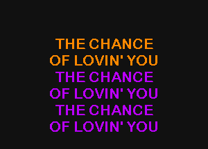 THE CHANGE
OF LOVIN' YOU