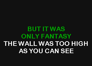 THEWALL WAS TOO HIGH
AS YOU CAN SEE