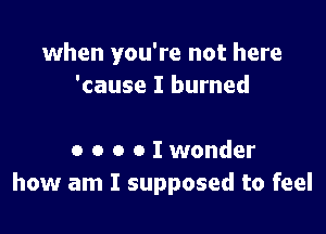 when you're not here
'cause I burned

o o o o I wonder
how am I supposed to feel