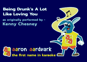 Being Drunk's A Lot
Like Loving You
as originally puHOImt-d by -

Kenny Chesney

g the first name in karaoke