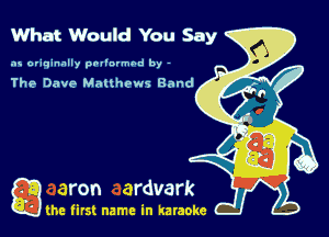 What Would You Say

as originally pnl'nrmhd by -

The Dave Matthews Band

game firs! name in karaoke